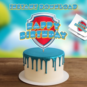 Topo de bolo digital, topo de bolo para festa de aniversário, topo de bolo instantâneo