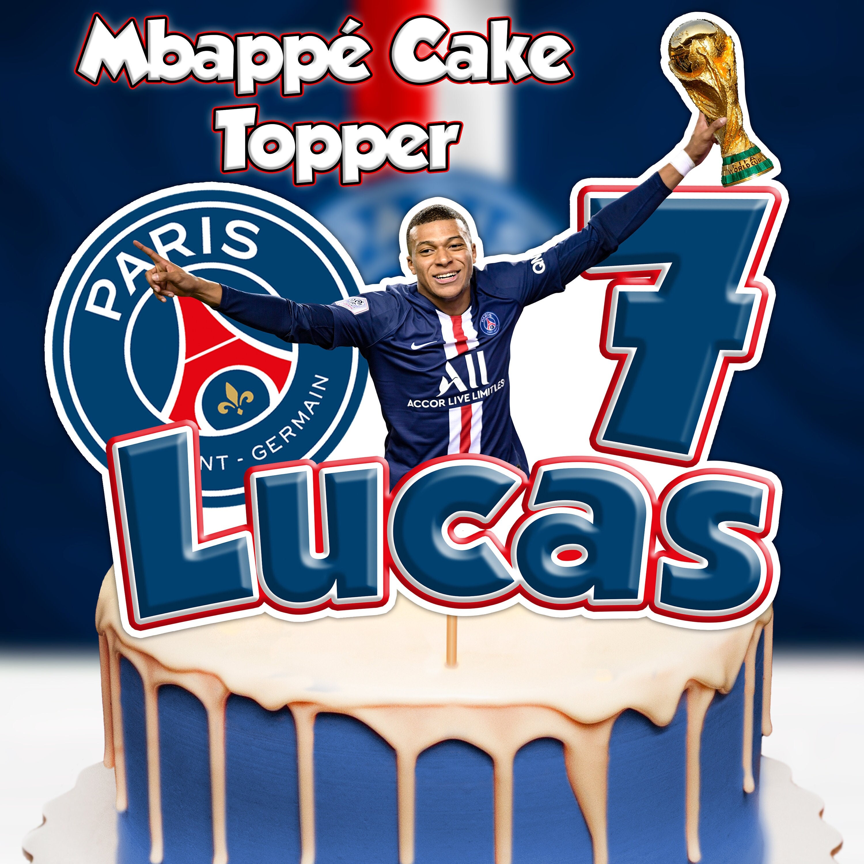 DIGITAL Paris Cake Topper, Kylian Cake Topper, Saint-Germany Cake Topper. -   France