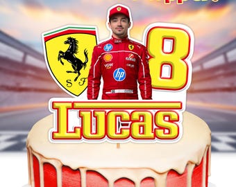 Leclerc F1-tårtdekoration: Personligt racingtema (digitalt)