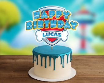 Adorno para tarta de cumpleaños personalizado: descarga digital
