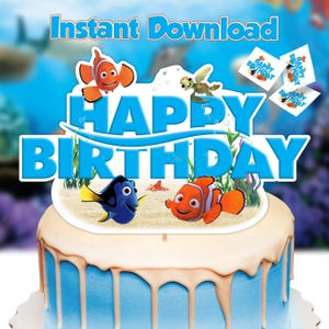 Finding Nemo Cake Popper, Finding Nemo Birthday Party, Finding Digital Cake Topper, Finding Nemo Decor