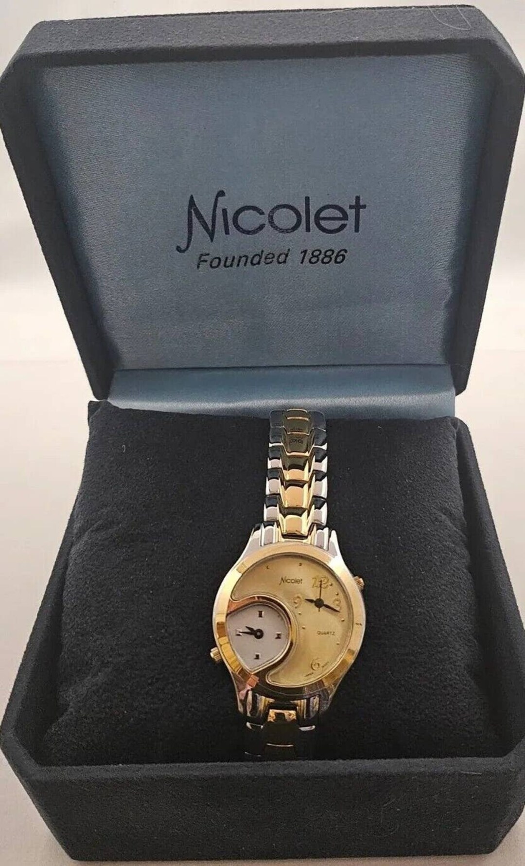 Rare NIB Ladies Vintage Nicolet Dual Time Zone Quartz Watch Etsy