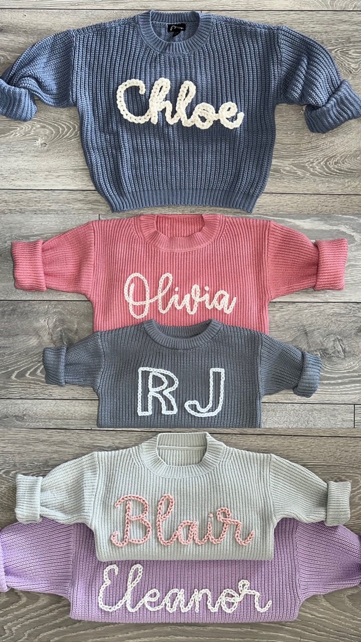 Personalized Knitted Name Sweater, Custom Name Sweater, Knit Name