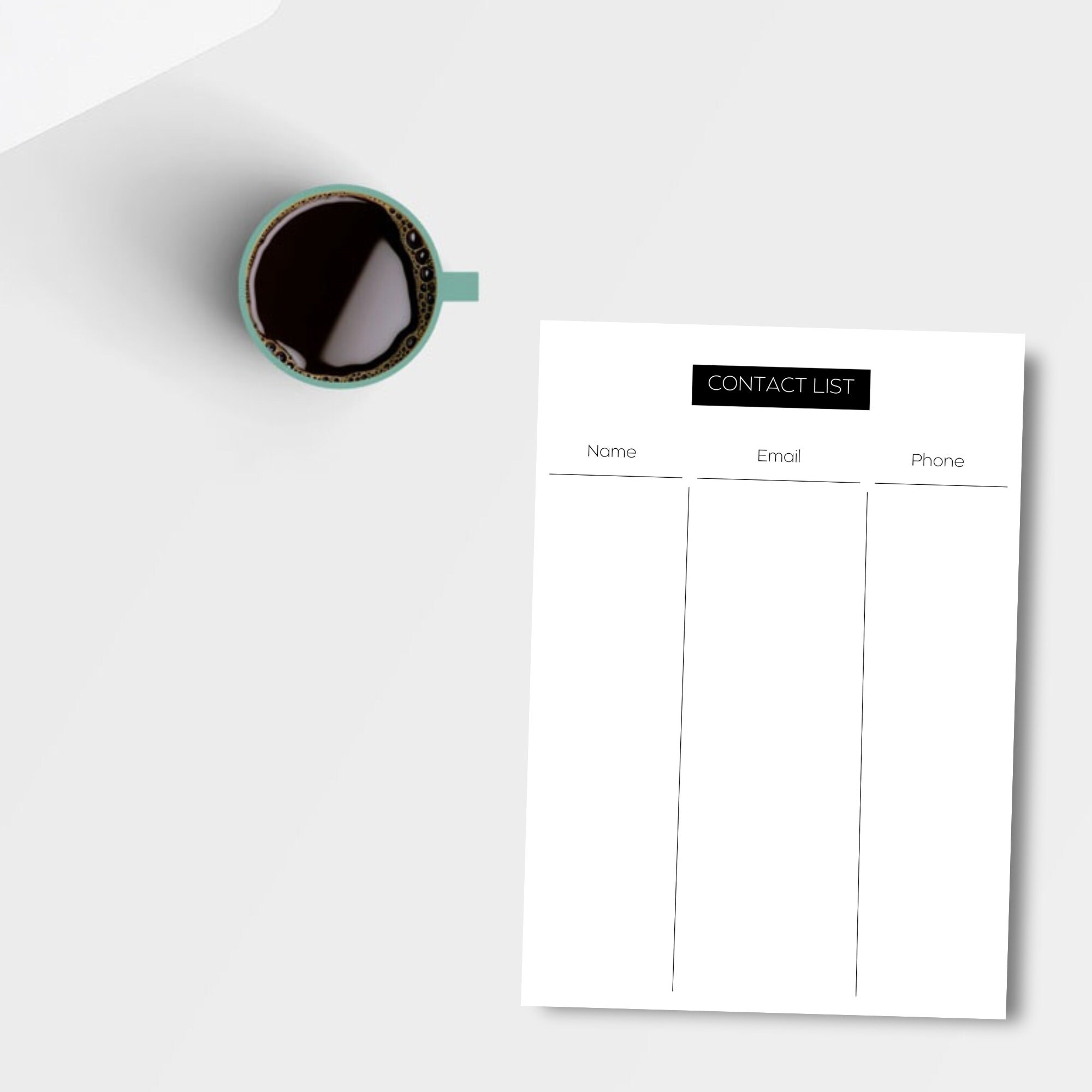 CONTACT LIST PRINTABLE, Planner