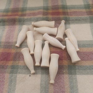 Miniature wooden soda bottles lot of 6 unfinished Maple