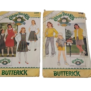 2 Vintage Butterick Patterns Cabbage Patch Kids Girl & Doll Matching Outfit 7-10