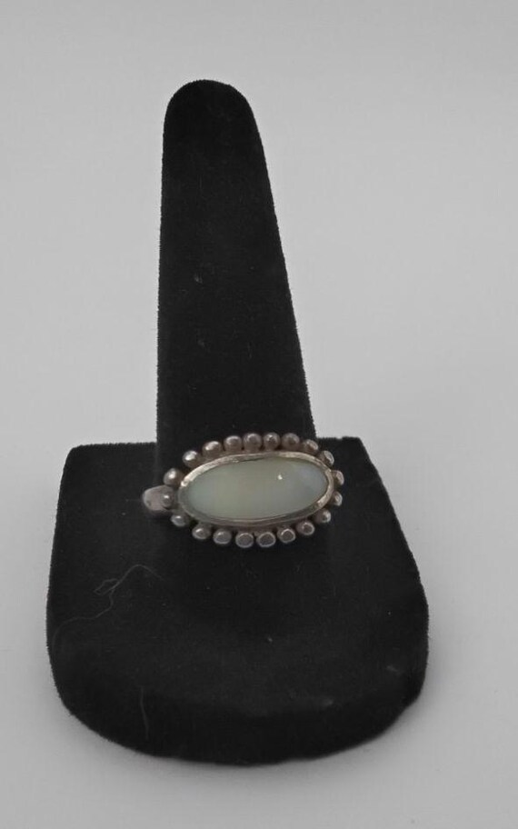 Vntage Sterling Silver 925 Mother Of Pearl Navajo Ring Signed Cooper Willie 8.5