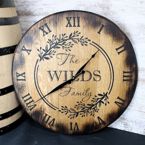 Personalized Clock, Whiskey Barrel Clock, Barrel Head Clock, Bourbon Barrel Clock, Personalized Clock,  Bourbon Barrel Decor, Barrel Clock