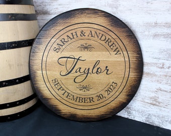 Lazy Susan, Barrel Head Serving Tray, Bourbon Barrel Lid, Personalized Tray, Whiskey Barrel Lid, Bourbon Barrel Decor, Charcuterie Board