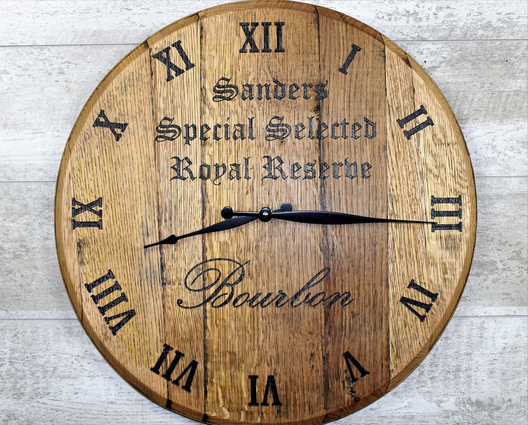 Personalized Barrel Head Clock, Bourbon Barrel Clock, Personalized