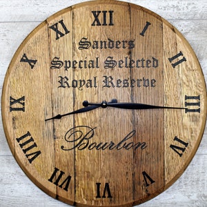 Personalized Barrel Head Clock, Bourbon Barrel Clock, Personalized Clock, Whiskey Barrel Clock, Bourbon Barrel Decor, Wine Barrel Clock