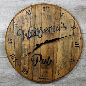 Barrel Head Clock, Bourbon Barrel Clock, Personalized Clock, Whiskey Barrel Clock, Bourbon Barrel Decor, Wine Barrel Clock