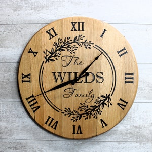 Clock, Whiskey Barrel Clock, Barrel Head Clock, Bourbon Barrel Clock, Personalized Clock,  Bourbon Barrel Decor, Wine Barrel Clock