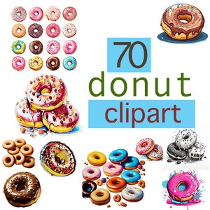 Bundle 70 clipart de beignet, œuvre d’art de beignet, conception de beignet, clipart, clipart de dessert, clip art,