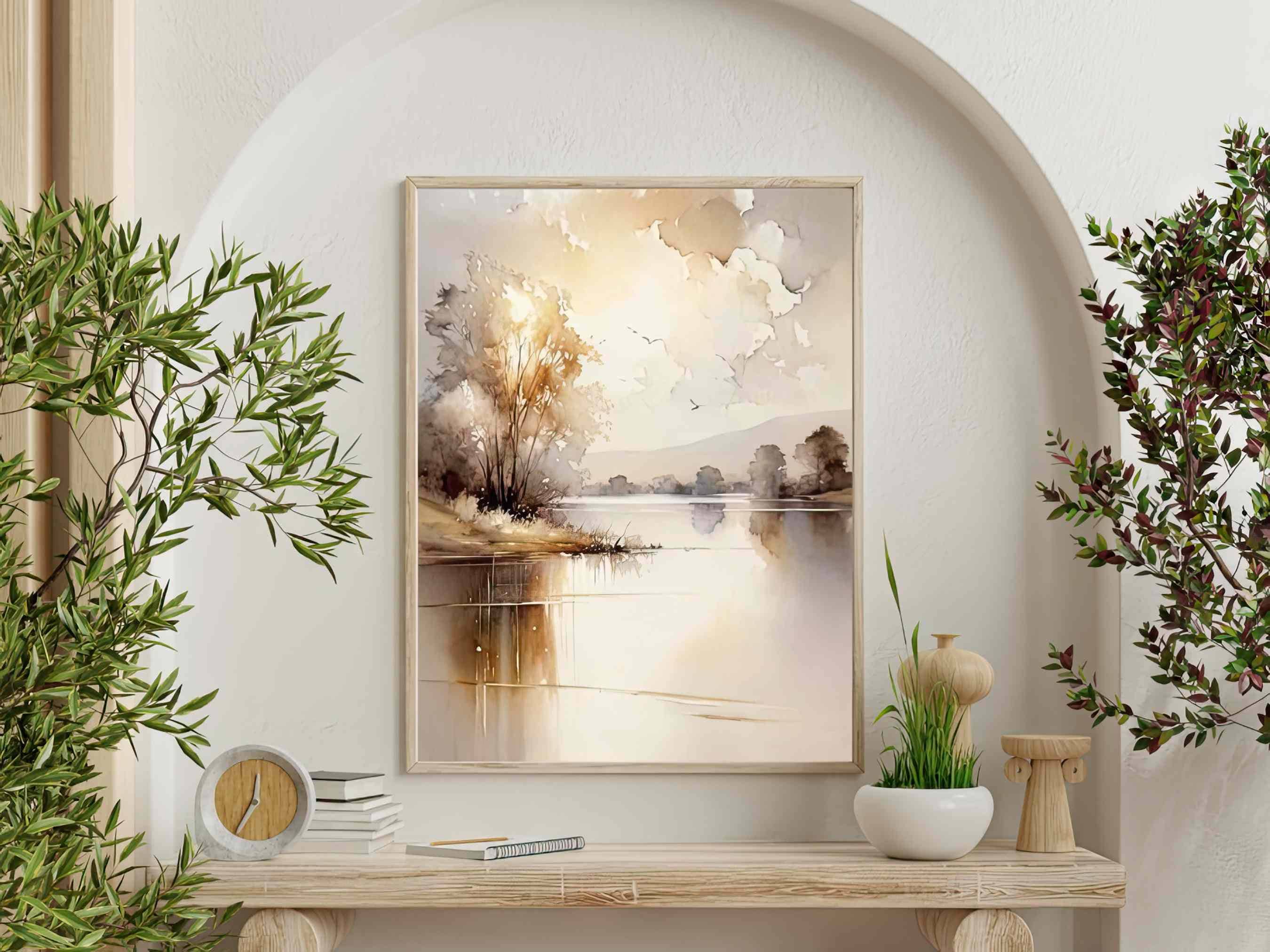 Muted Watercolor Printable Art Tranquil Lakeside Landscape Painting muted-watercolor-printable-art-tranquil-lakeside-landscape-painting