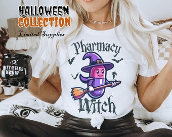 T-shirt Halloween Pharmacy Squad – Design Fantôme, Potions, Citrouille – Pour Pharmacien, Technicien Pharma