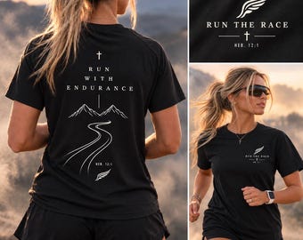 Christian Running Shirt Women, Run With Endurance Shirt, Hebrews 12 1 Shirt, Faith Runner Tee, Christian Run Club Shirt, Running Gift