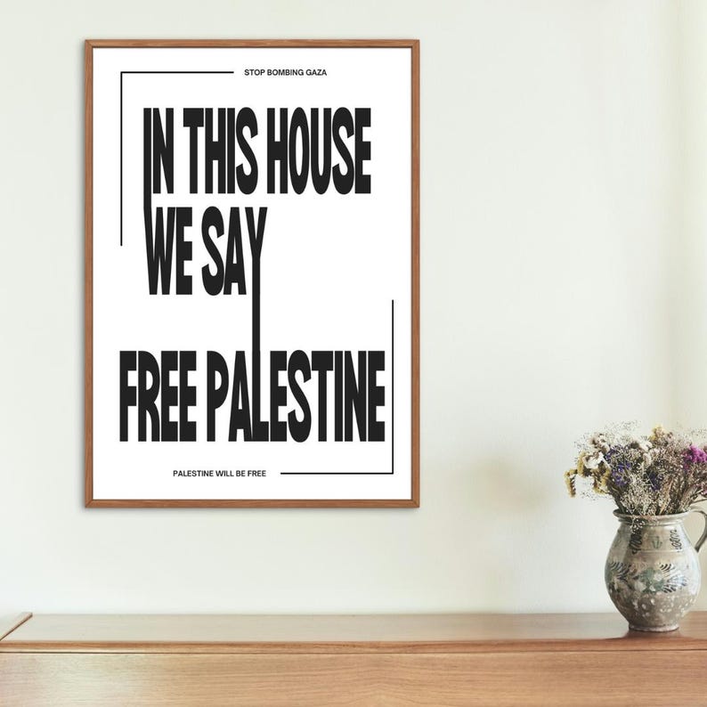 Free Palestine Poster Print Unframed Wall Art, Stop Bombing Gaza Action, Boycott Israel Protest Political Art Quote, End Occupation Genocide