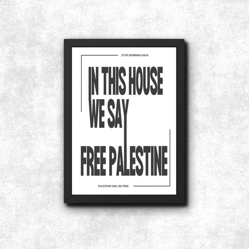 Free Palestine Poster Print Unframed Wall Art, Stop Bombing Gaza Action, Boycott Israel Protest Political Art Quote, End Occupation Genocide