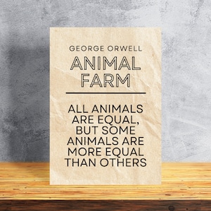 Animal Farm George Orwell Print, Unframed A4 Poster, Dystopian Art, Make Orwell Fiction Again, Retro Vintage, Literary Gifts for Book Lovers