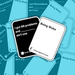 I Got 99 Problems being Woke Ain't One, 9 x 7,1 cm glänzender Laminat-Vinyl-Aufkleber, lustige Karten gegen die Menschlichkeit, Woke Links Merch, Anti Tory