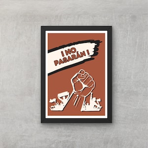 Geen Pasaran, A5 A4 A3 ingelijste posterprint, Woke Left Merch Wall Art, politiek citaat, anti-fascistisch, antifa anti-fascisme anti-nazi