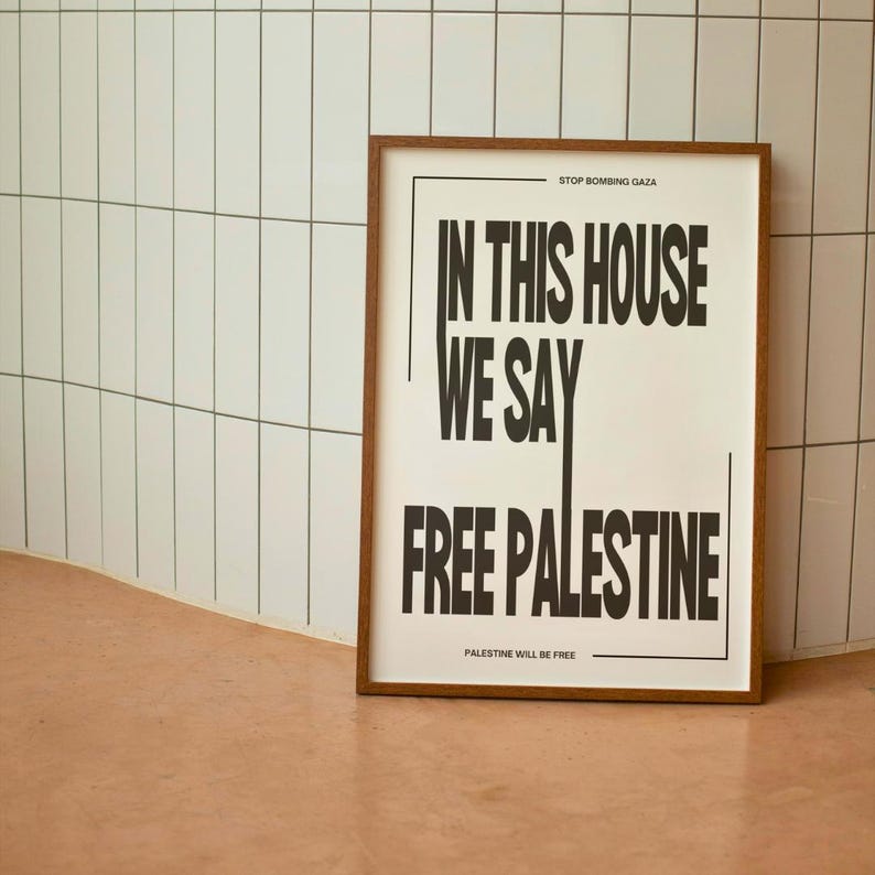 Free Palestine Poster Print Unframed Wall Art, Stop Bombing Gaza Action, Boycott Israel Protest Political Art Quote, End Occupation Genocide