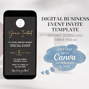 Business Event Invite Template Modern Business Party Invitation With Logo Electronic Editable Luxury Corporate Event Evite Digital Download