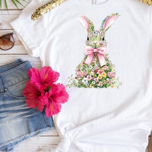 4 Floral Easter Bunny Rabbit Clipart Digital Download PNG Printable High Quality Sublimation Instant Download Illustration