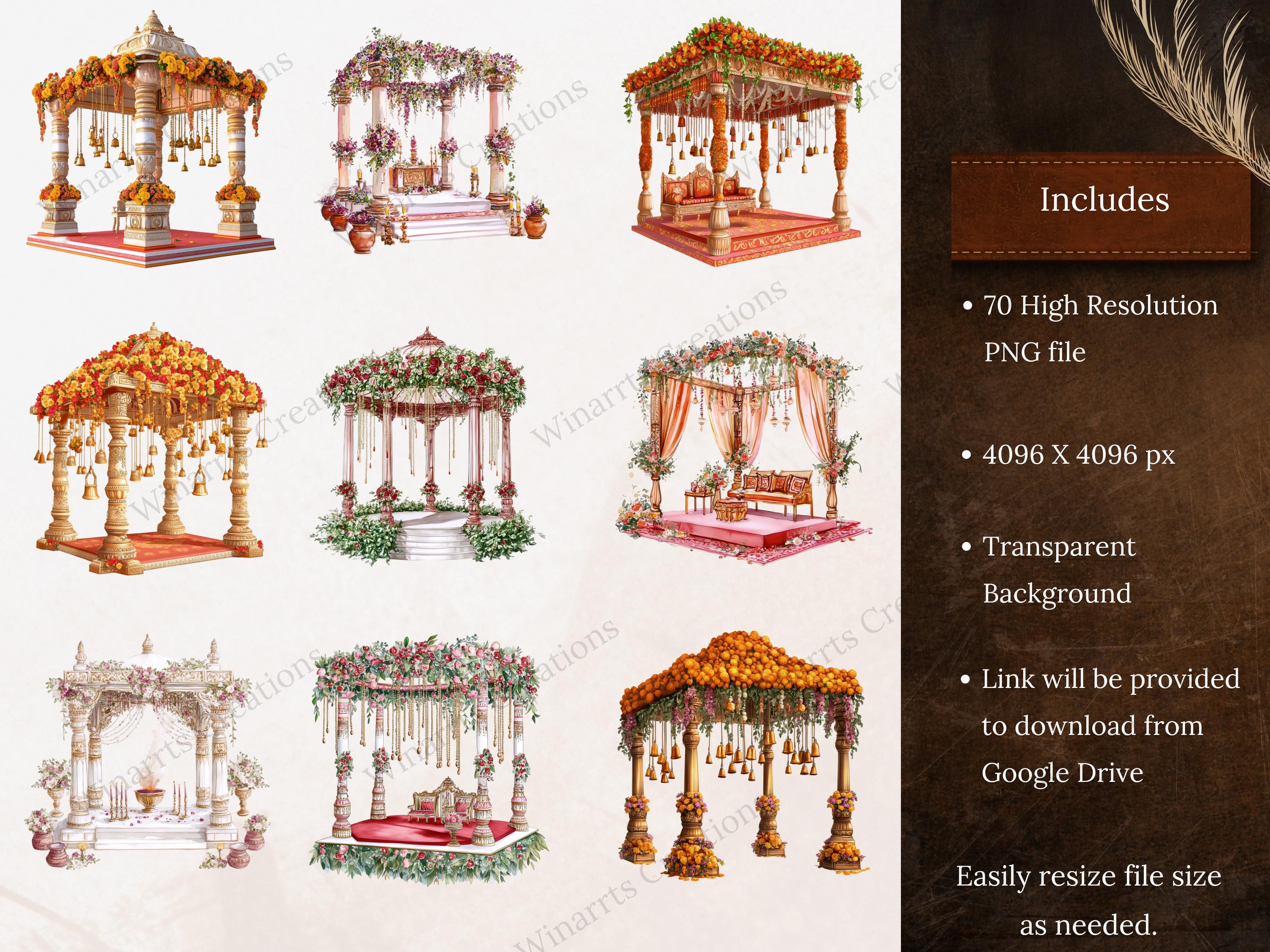 70 Mega Indian Wedding Mandap Clipart Desi Wedding Clipart Digital Download  PNG Printable High Quality Instant Download Illustration - Etsy, image size:3000x2250