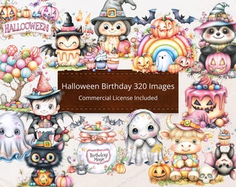 Halloween Geburtstag Clipart Digitaler Download Halloween 320 PNG hochwertige gruselige niedliche Party Grafiken Sofortiger Download Halloween-Dekoration