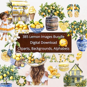 385 Aquarell Zitrone Clipart Digitaler Download PNG druckbare hohe Qualität Sublimation Sofortiger Download Illustration mediterrane Zitrone