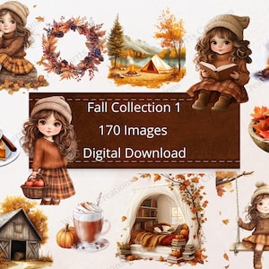 Fall Collection Autumn Clipart Bundle Digital Download PNG Printable High Quality Sublimation Instant Download Illustration Thanksgiving