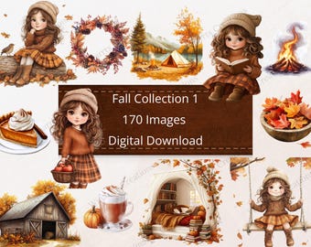 Collection automne Bundle de cliparts automne téléchargement numérique PNG imprimable haute qualité sublimation téléchargement instantané Illustration Thanksgiving