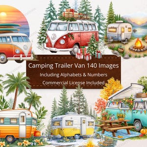 Camping Trailer Clipart 140 Caravan Camper Trailer Digital Download PNG Printable High Quality Sublimation Instant Download Illustration
