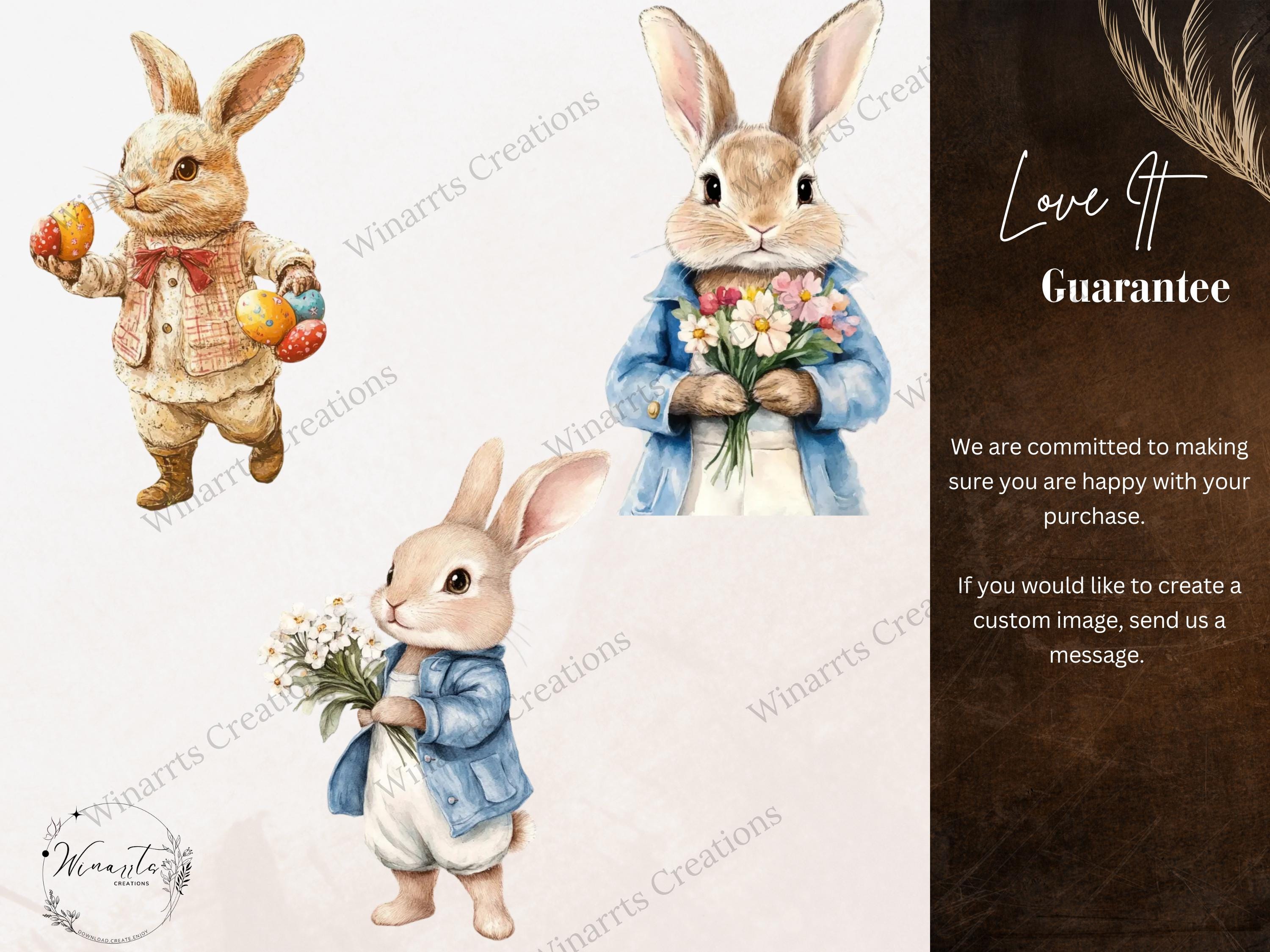 40 Spring Bunny Rabbit Clipart Digital Download PNG Printable High ...