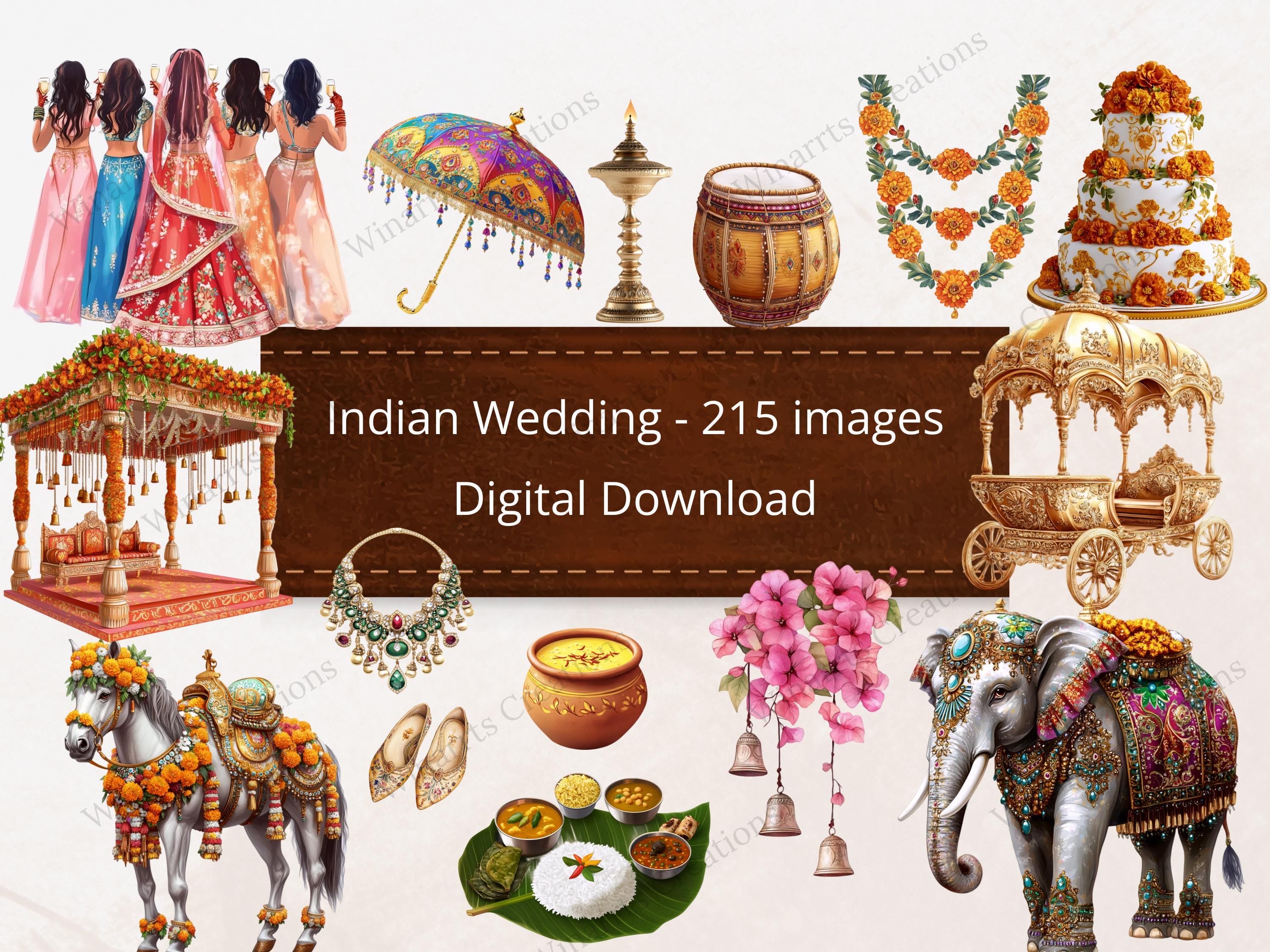 215 Indian Wedding Clipart Desi Wedding Clipart Digital Download PNG  Printable High Quality Sublimation Instant Download Illustration - Etsy, image size:3000x2250