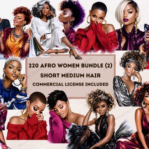 220 Black Girl Clipart Bundle Afro Women Mega Bundle Clipart Digital Download PNG Black Queen Clipart Afro Goddess Digital Bundle Black Afro