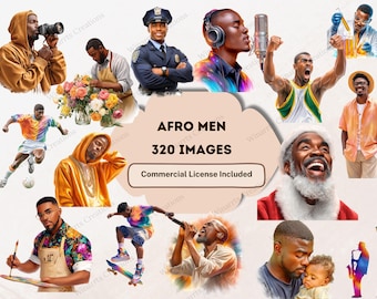 320 Black Men Clipart Bundle Afro Men Mega Bundle Clipart Download digitale PNG Black Clipart Afro Digital Bundle Black Afro