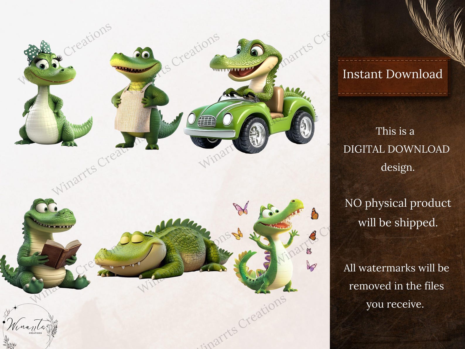 40 Alligator Clipart Digital Download PNG Printable High Quality ...