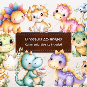 Cute Dinosaur Clipart 225 Baby Shower Nursery Dino Birthday Digital Download PNG Printable High Quality Sublimation Illustration Dino PNG