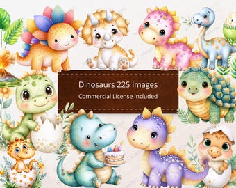 Cute Dinosaur Clipart 225 Baby Shower Nursery Dino Birthday Digital Download PNG Printable High Quality Sublimation Illustration Dino PNG