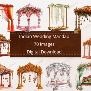 70 Mega Mandap Clipart de Casamento Indiano Desi Clipart de Casamento Digital Download PNG Imprimível Alta Qualidade Ilustração Instantânea para Download