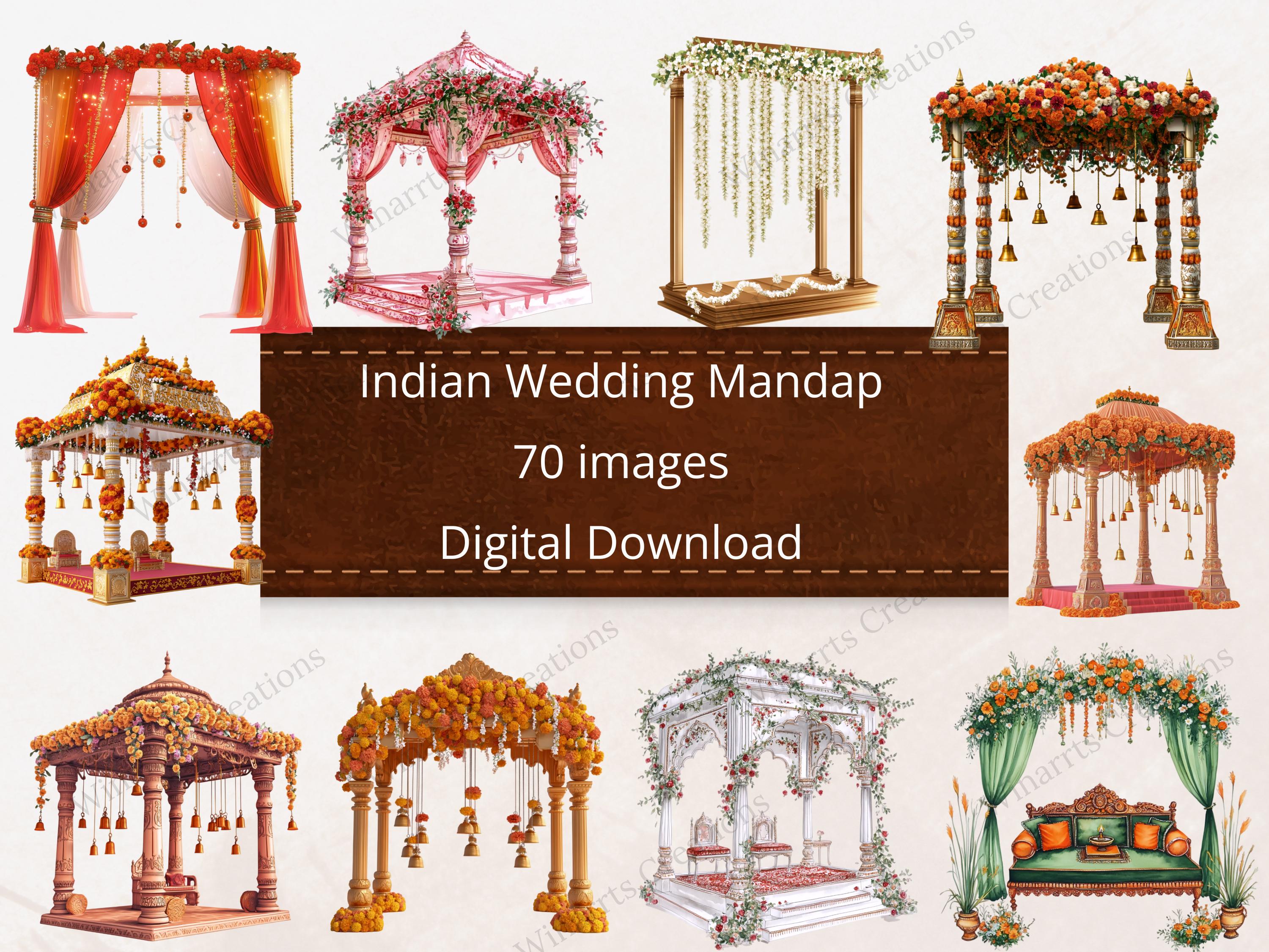 70 Mega Indian Wedding Mandap Clipart Desi Wedding Clipart Digital Download  PNG Printable High Quality Instant Download Illustration - Etsy, image size:3000x2250