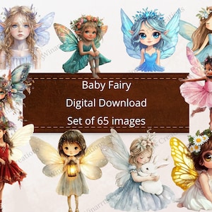 65 Cute Baby Fairies Clipart Digital Download PNG Printable High Quality Sublimation Instant Download Fairy Illustration Commercial Use