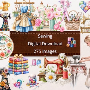 275 Sewing Craft Hobbies Clipart Digital Download PNG Printable High Quality Sublimation Instant Download Illustration