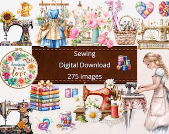 275 Sewing Craft Hobbies Clipart Digital Download PNG Printable High Quality Sublimation Instant Download Illustration