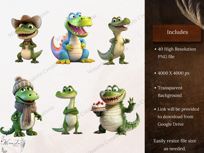 40 Alligator Clipart Digital Download PNG Printable High Quality ...