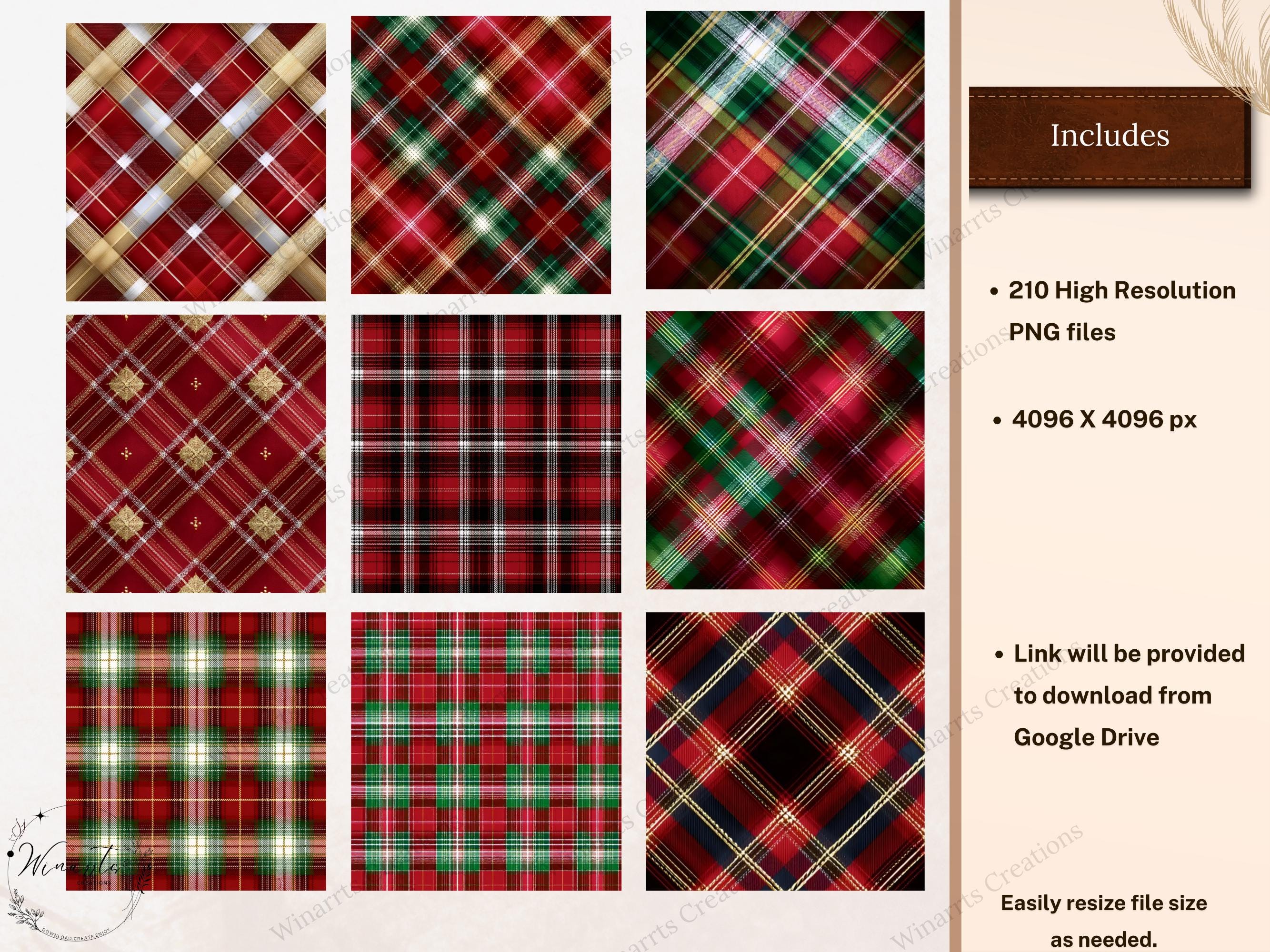 210 Tartan Digital Paper Plaid Pattern PNG Scottish Stewart Seamless ...