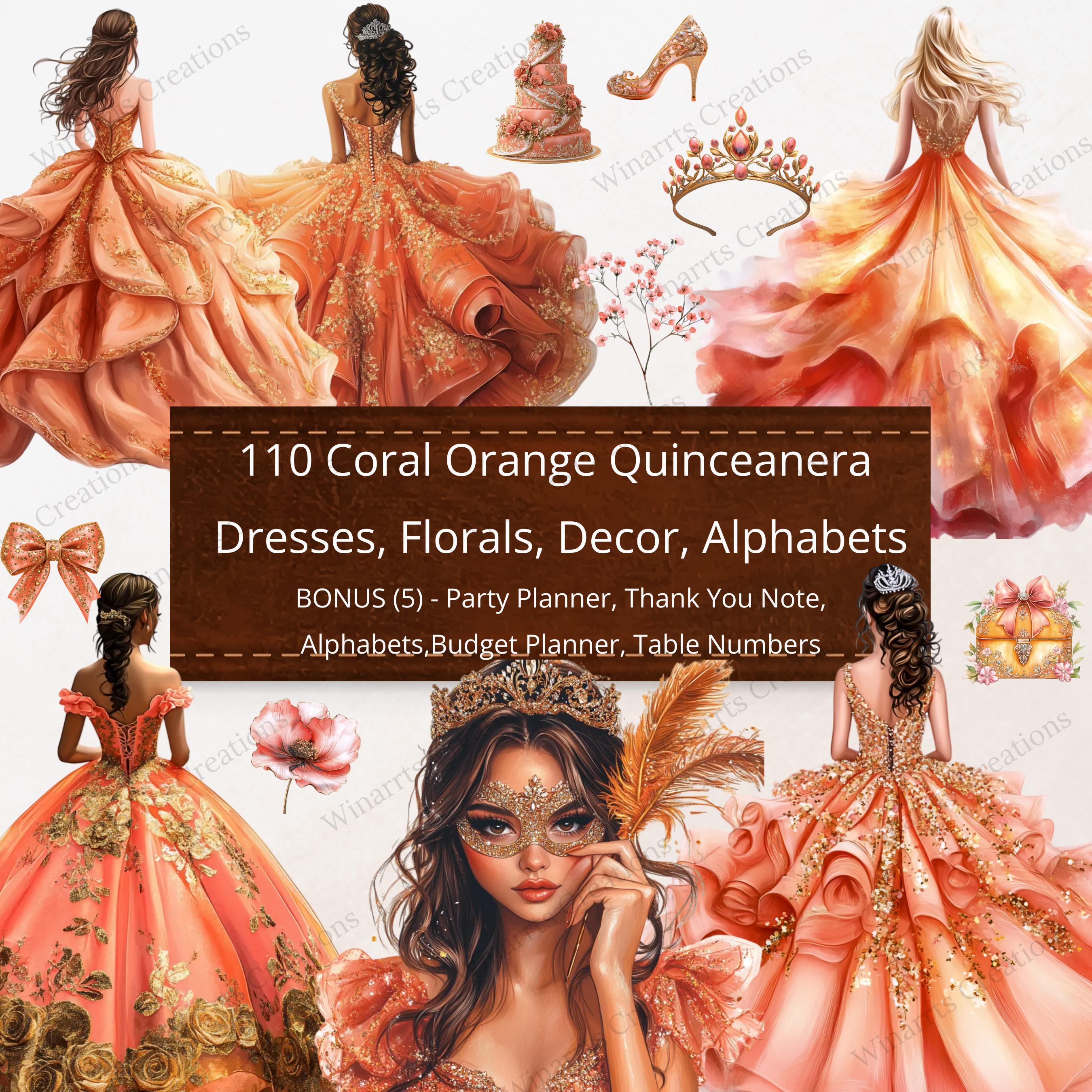 Buy Orange Quinceanera Dress Online In India India